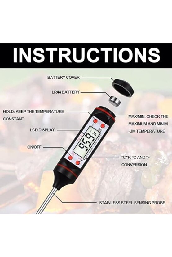 mrttnca Termometresi Dijital Termometre Gıda Termometresi 300 C Ölçüm (KALİTELİ) ÖZEL KUTULU
