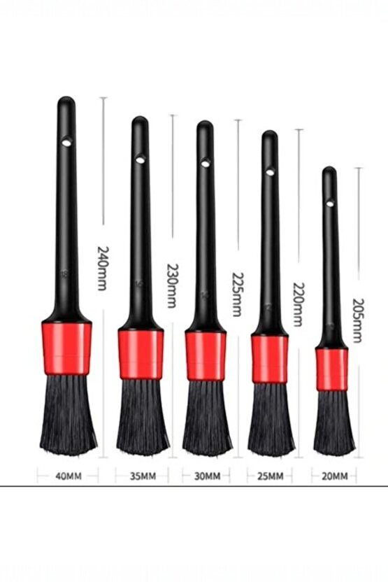 Oto Detay Fırçası Seti 5li Kaliteli Detaylı Farklı Boyutlar,5li Araba Fırçası