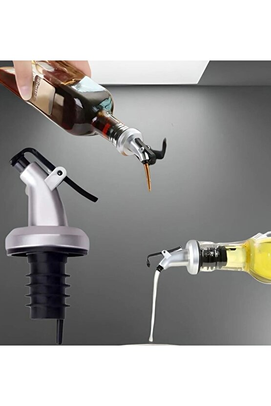 2 Adet Kapaklı Şişe Ucu Servis Aparatı Damlalık Yağdanlık Tıpa Tapa Mantar