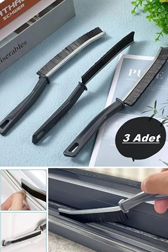3 Adet Çok Amaçlı Ince Temizlik Fırçası - Derz Arası Banyo Mutfak Lavabo Detay Temizleme Fırçası