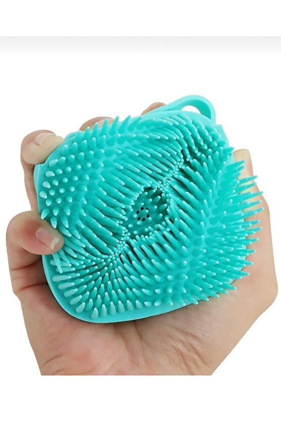 Şampuan Hazneli Silikon Duş Fırçası Yeşil Hn55