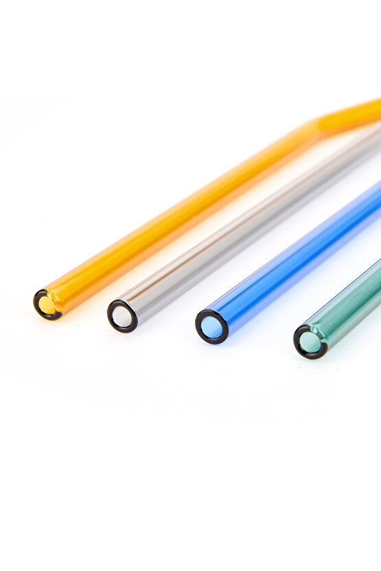 4lü Cam Pipet - Renkli - 20 cm