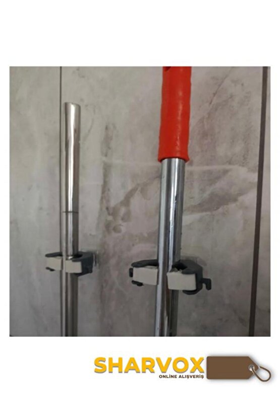 3Lü Set Çok Amaçlı Mob Askısı Sap Tutucu Mutfak ve Banyo Askısı Paspas,Süpürge