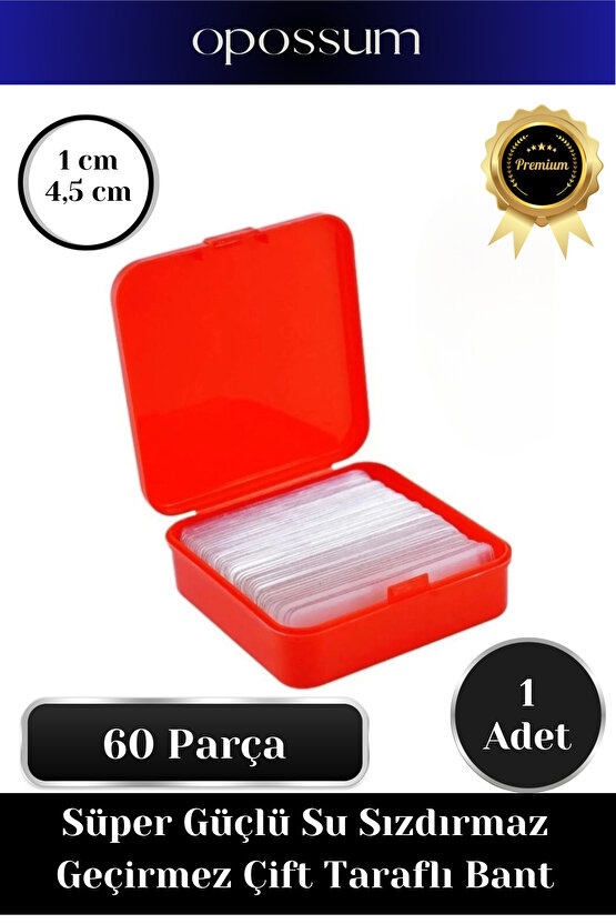 Özel Üretim Süper Güçlü Kolay Çıkarılabilir Çok Amaçlı 60 Parça Çift Taraflı Şeffaf Bant 1 Adet
