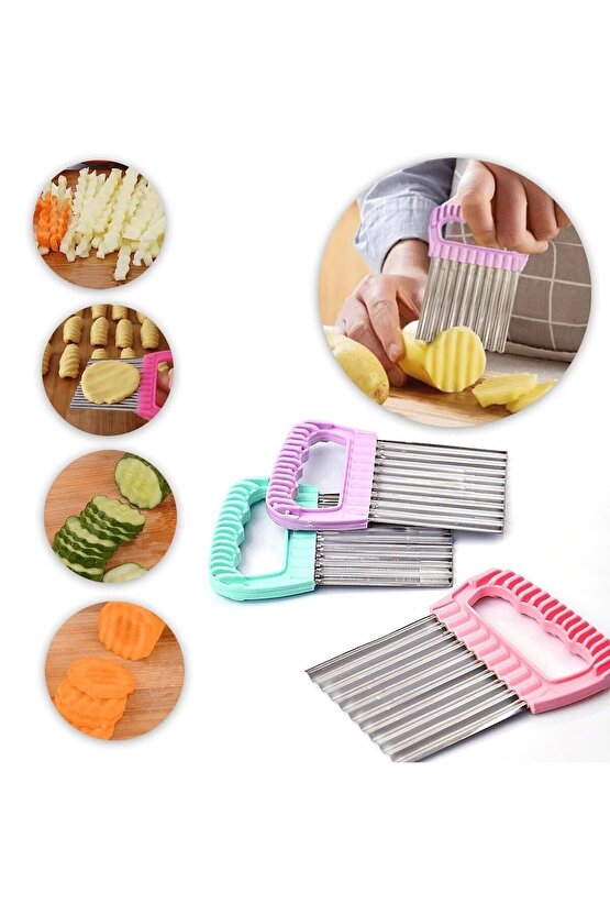 Çeyizlik Paslanmaz Tırtıklı Patates Cips Dilimleyici