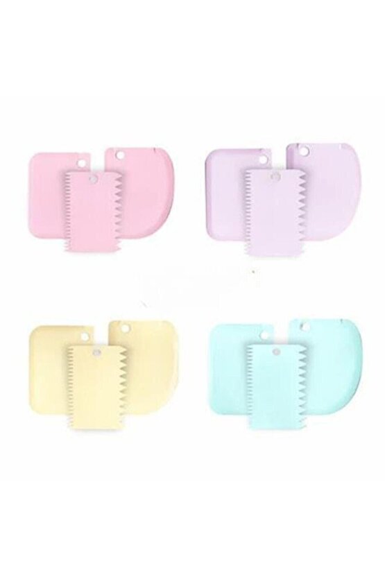 Plastik Hamur Kazıyıcı Hamur Kesici Şanti Tarağı 3’lü Set Plastik