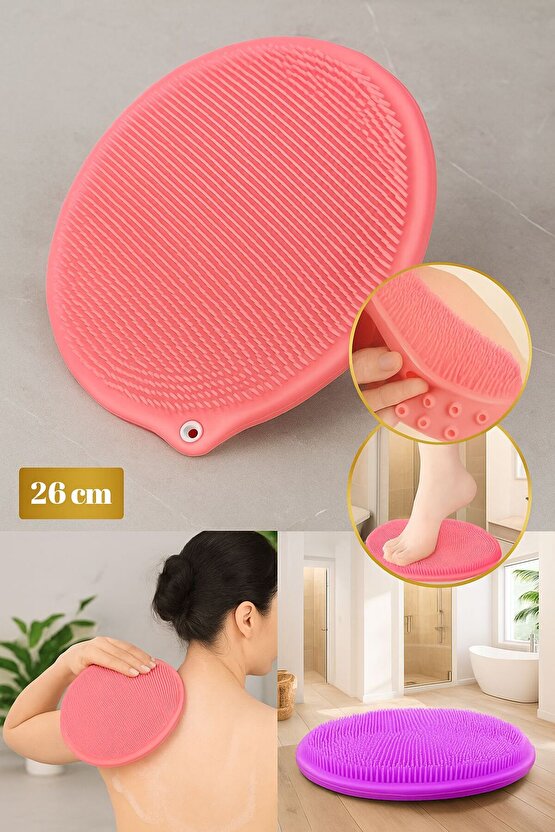 Yuvarlak Silikon Vantuzlu Sırt ve Ayak Banyo Kesesi 26 cm