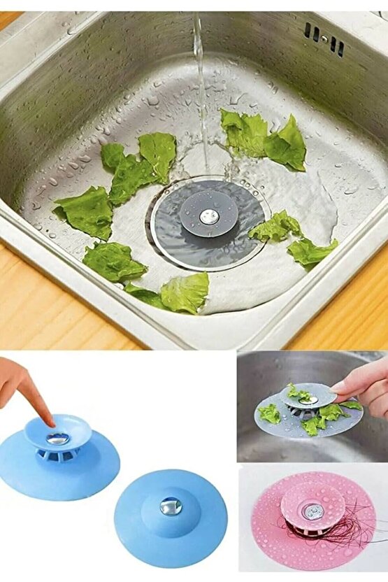 2 Kademeli Dokunmatik Lavabo Tıkacı Silikon Lavabo Gider Tıpası 2 adet