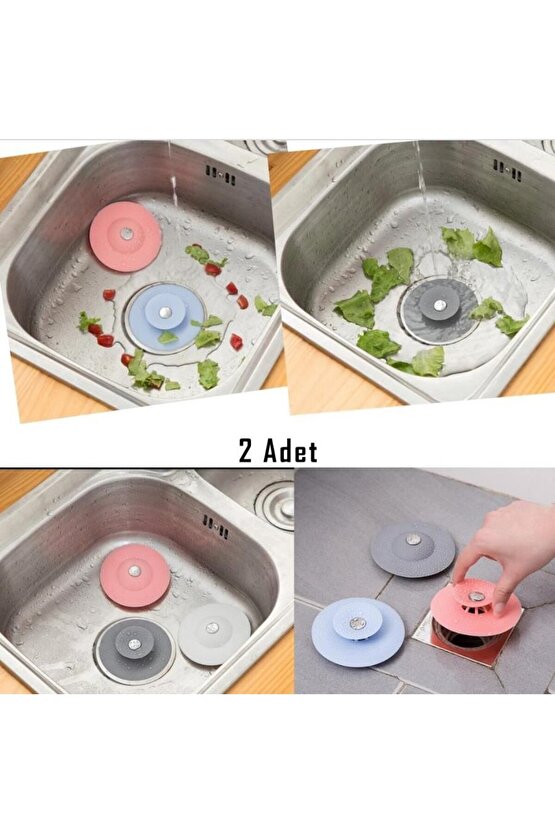 2 Kademeli Dokunmatik Lavabo Tıkacı Silikon Lavabo Gider Tıpası 2 adet
