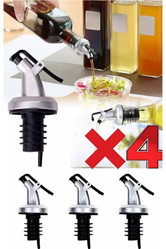 4lü Kapaklı Damlatmaz Yağ Tıpası Yağdanlık Şişe Ucu Yağlık Sirkelik Sosluk Damlatmaz