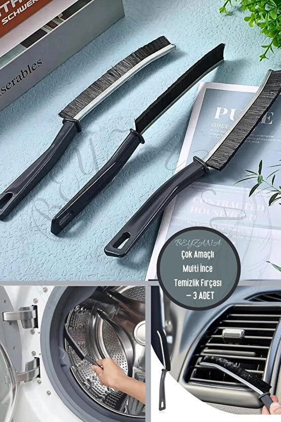 3 ADET Çok Amaçlı Multi İnce Temizlik Fırçası Derz Arası Banyo Mutfak Lavabo Detay Temizleme Fırçası