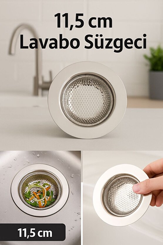 11,5 Cm Lavabo Süzgeci Paslanmaz Çelik - Tel Süzgeç