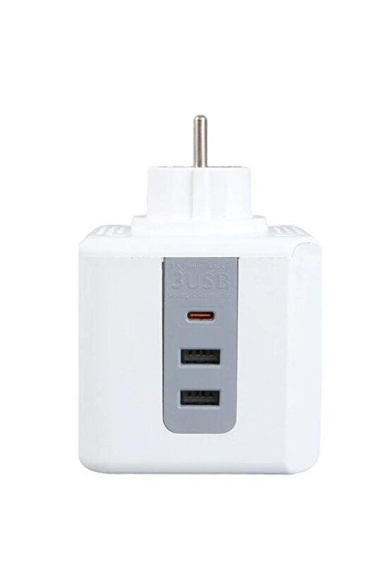2x Usb 1x Type-c 3lü Çocuk Ve Termal Korumalı Grup Priz