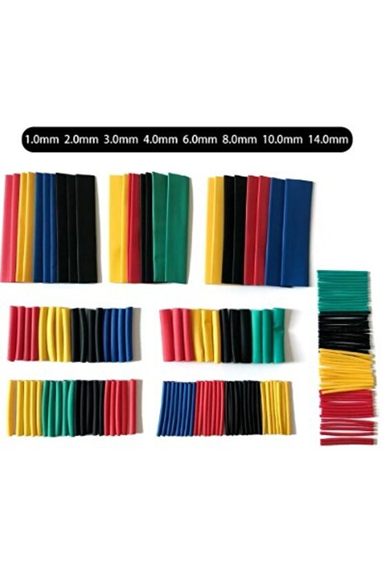 164 Parça Set Isıyla Daralan Makaron Kablo Koruyucu Kılıf