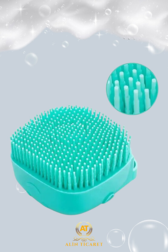 Şampuan Hazneli Silikon Peeling Duş Fırçası Yeşil