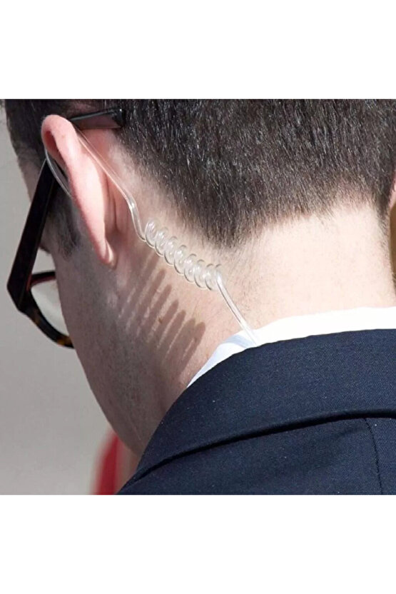 Bas Konuş Mikrofonlu 2 Pin PTT Şeffaf Spiral Telsiz Kulaklığı