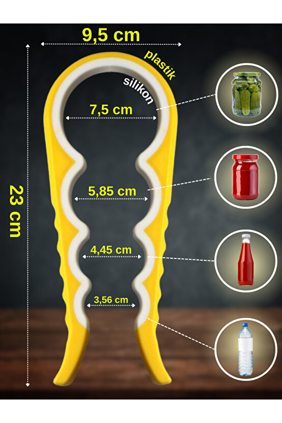 Konserve Kavanoz Şişe Açacağı Kavanoz Kapağı Açma Aparatı 4Boy, soslar ve plastik şişeler için açıcı