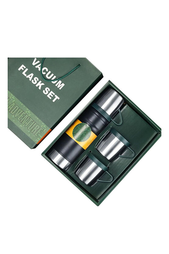 Kişiye Özel Paslanmaz Çelik 680 Ml Vakumlu Termos Seti