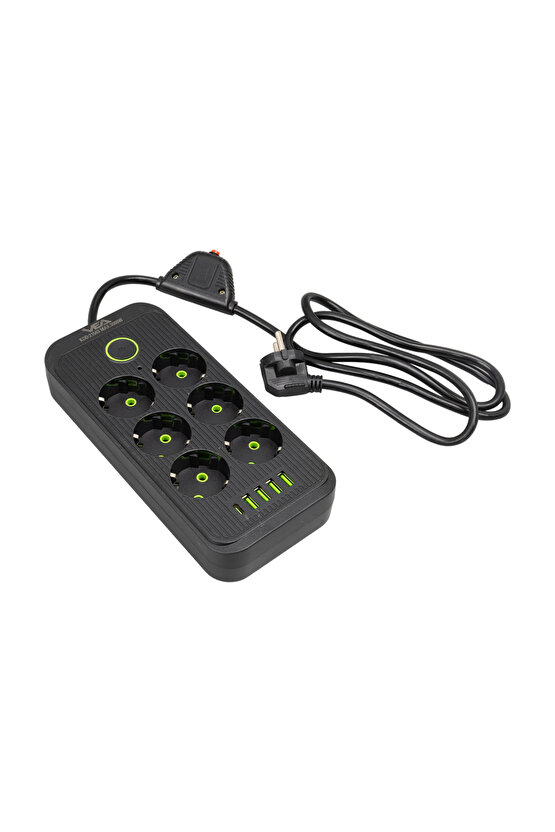 Cpets- Va-21563 6li 1.5 Metre Kablolu Type-cli 4 Usbli Siyah Akim Korumali Priz