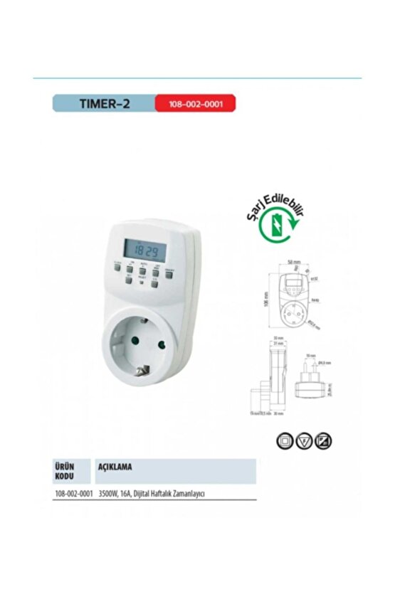 Dijital Zaman Saati Timer 20 Programlı