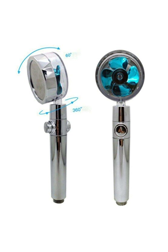 Pervaneli Duş Başlığı 360 Derece Dönebilen Aç Kapa Su Tasarruflu