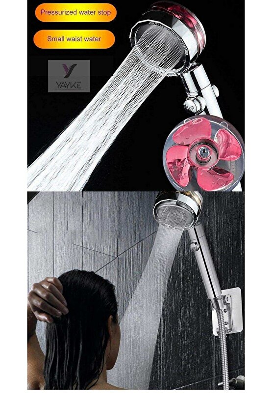 Pervaneli Duş Başlığı 360 Derece Dönebilen Aç Kapa Su Tasarruflu