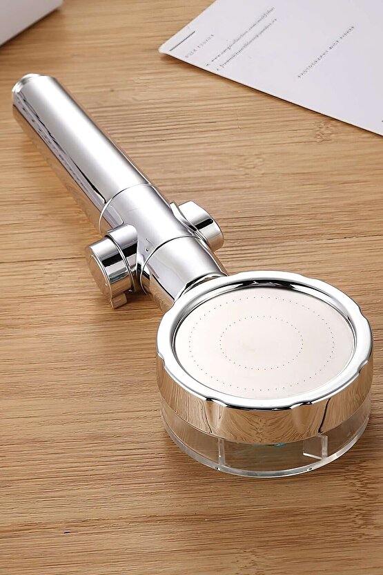 Turbo Pervaneli ve Filtreli Su Tasarruflu 360 Derece Dönebilen Tazyikli Duş Başlığı