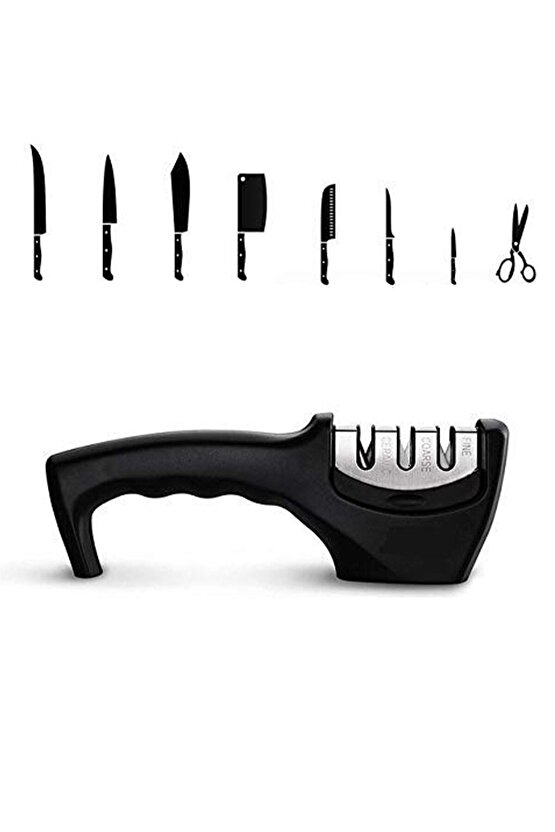 Bıçak Bileme Aleti 3 Açılı Elmas El Bıçakları Biley Aparatı Ergonomik Saplı Mutfak Aleti