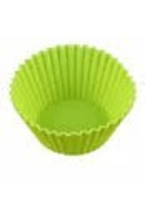 6lı Yapışmaz Yeşil Silikon Muffin Mini Kek Kalıbı
