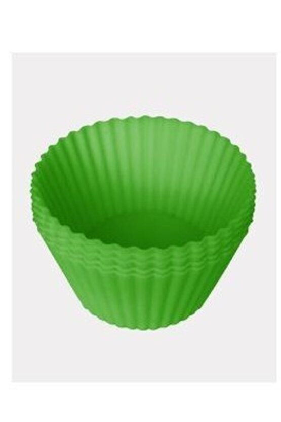6lı Yapışmaz Yeşil Silikon Muffin Mini Kek Kalıbı
