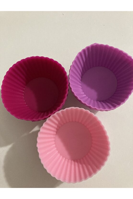 Yapışmaz Renkli Silikon Muffin Mini Kek Kalıbı 6lı