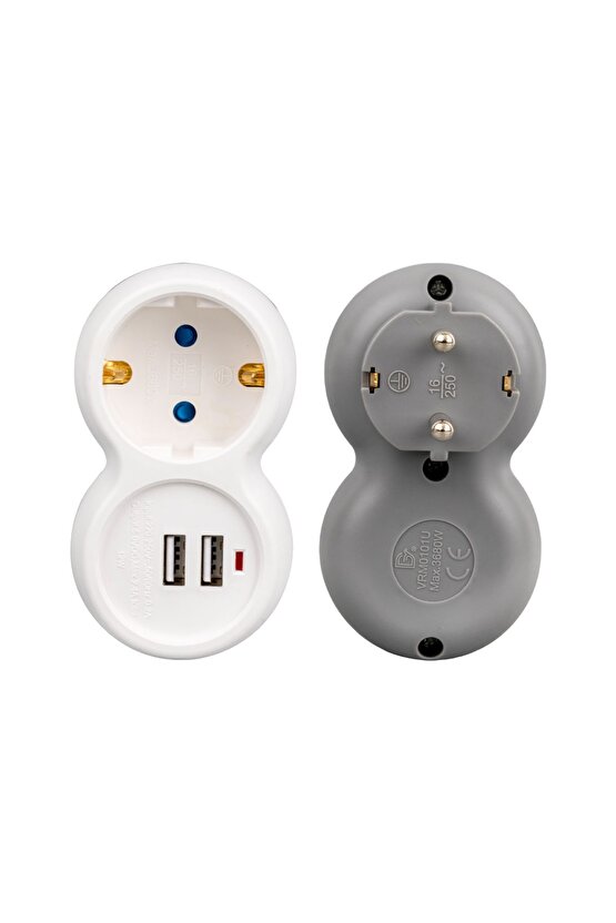 ShopZum VEA VRM0101U 250V 16A TEKLİ ÇİFT USBLİ PRİZ