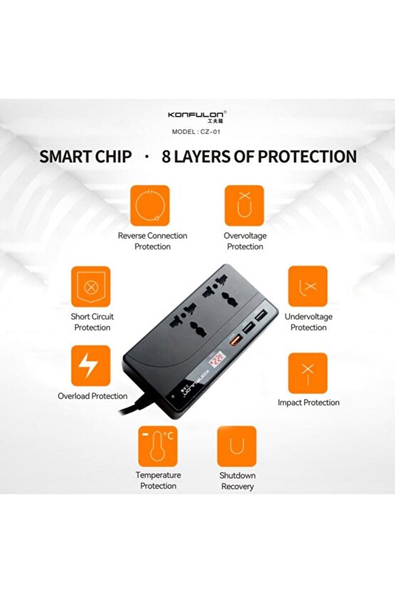 Kamyon TIR Otobüs Karavan Tipi 220 Volt Elektrik çevirici 200 Watt invertör Ters Trafo Şarj Soketi