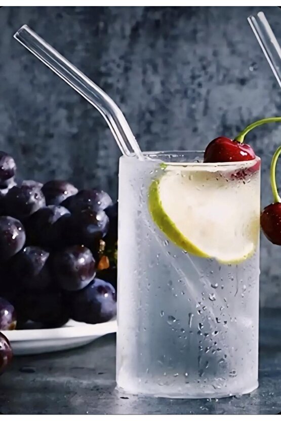 Sunum Bardağı Pipeti Şık Tasarım Modern Cam Pipet 6 Adet AXE11A-1Y5