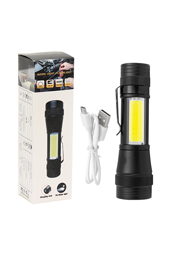 3400 Lümen 2 Ayrı Lambalı Metal Su Geçirmez Şarjlı El Feneri AXE21-5F31