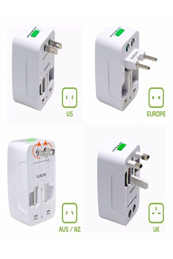Çok Uçlu Priz Dönüştürücü Hepsi Bir Arada Evrensel Dünya Çapında Uluslararası Seyahat Fişi AXE49-1G