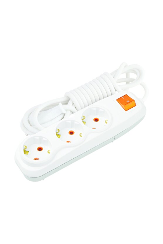 3lü 3 Metre Anahtarlı Topraklı Grup Priz