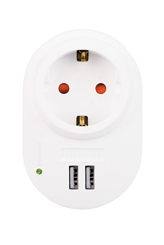 Tekli Akım Korumalı Priz 2li Usb Hızlı Şarj