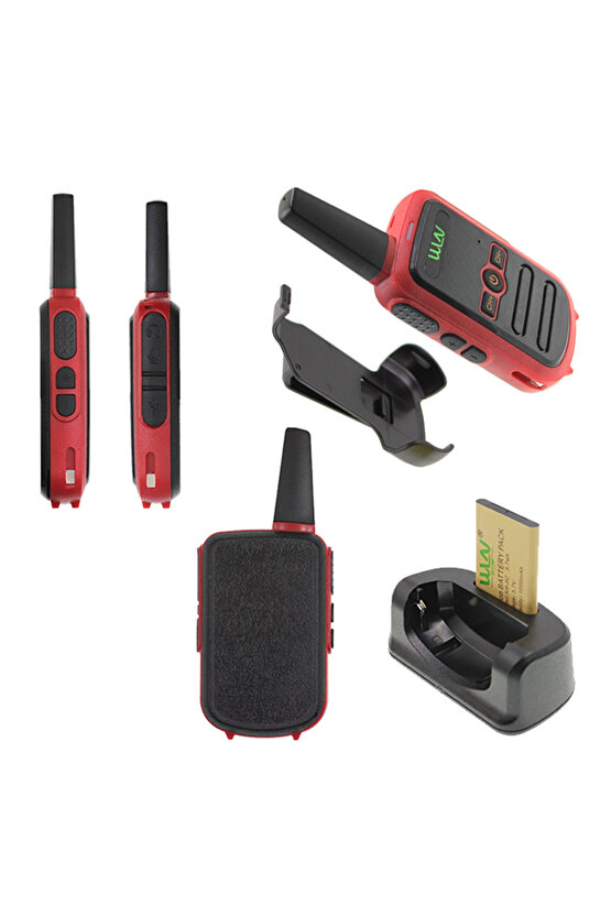 1 Adet Kırmızı Renkli 16 Kanal Şarj Aleti Dahil Tekli Telsiz (3-5 KM)