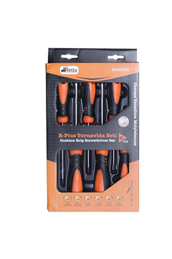 Retta Profesyonel 6 Lı Lüx Tornavida Seti Pro Serisi Krom Kaplama