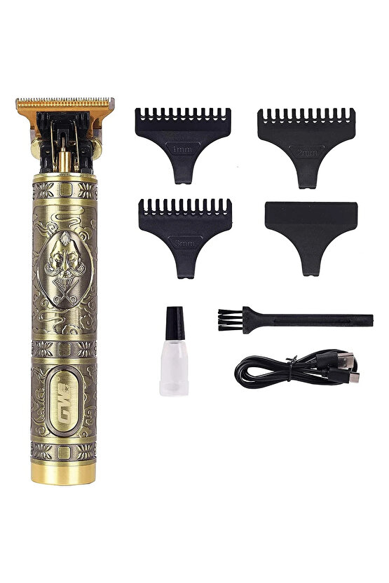 Antik Sarı Renkli 190 Gram Pratik Metal Saç Sakal Ense Profesyonel Tıraş Makinesi