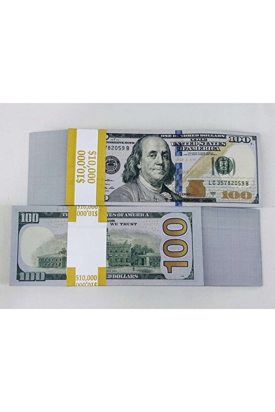 Özel Dijital Baskı Şaka Parası 10 Deste Bantlı 100 Dolar