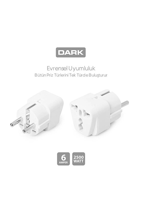 Universal - Türk Çevirici Çevirici Priz Adaptör 10a 250v