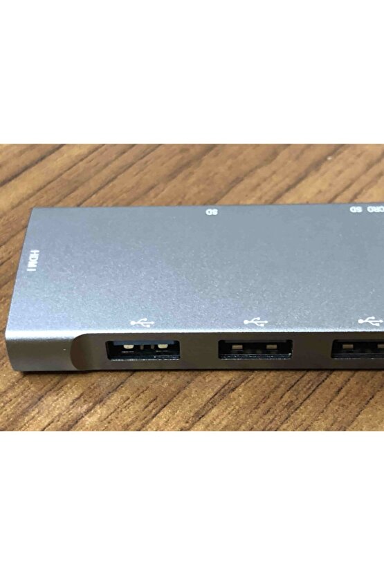 9+1 Aleminyum Kasa Dönüştürücü Type C Usb Hdmı Audio Kulaklık Usb3 Çevirici Huawei Macbook