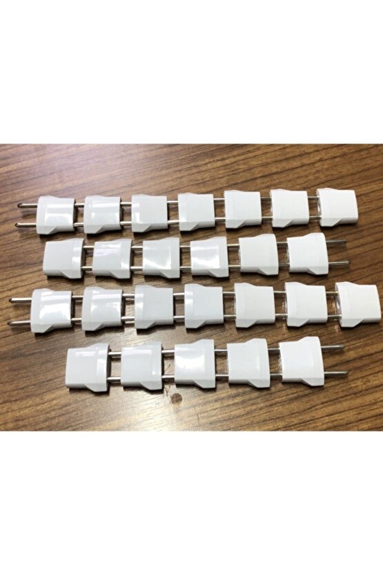 25 Adet Amerikan Uçlu Prizlerini Türk Uçlu Pirize Çevirici Dönüştürücü Beyaz Adaptör