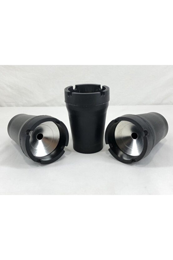 3 Adet Siyah Koku Yapmayan Özel Tasarım Metal Ağızlı Kül Tablası