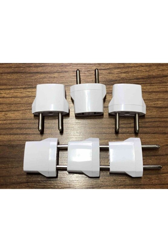 6 Adet Amerikan Uçlu Prizlerini Türk Uçlu Pirize Çevirici Dönüştürücü Beyaz Adaptör
