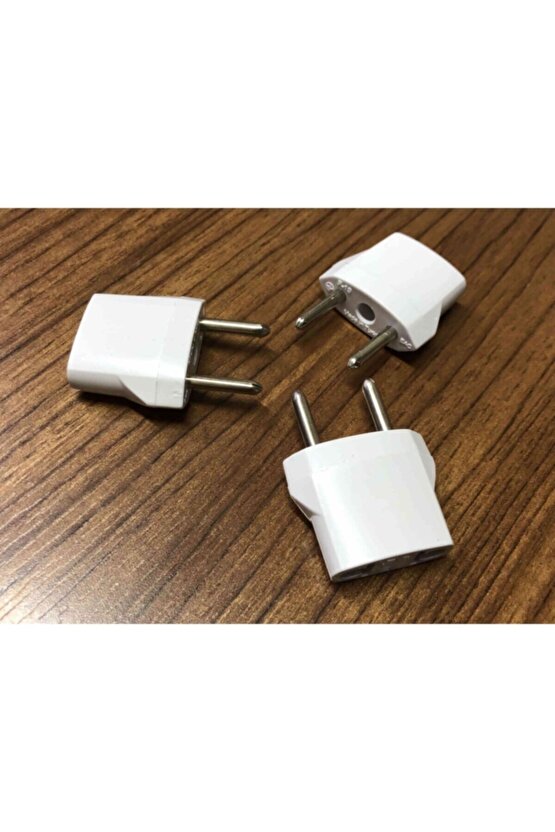 3 Tane Amerikan Uçlu Prizlerini Türk Uçlu Pirize Çevirici Dönüştürücü Beyaz Adaptör
