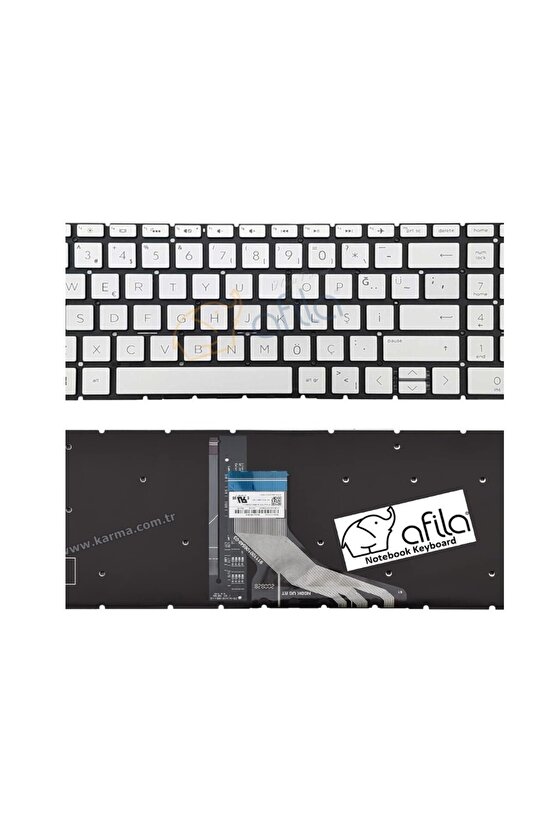 HP 255 G9 (6Q8N3ES12) uyumlu Notebook Klavyesi, Laptop Tuş Takımı (Silver TR) ışıklı