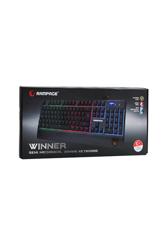 Rampage KB-R34 WINNER Semi Mekanik Q Rainbow Işıklı Gaming Oyuncu Klavyesi
